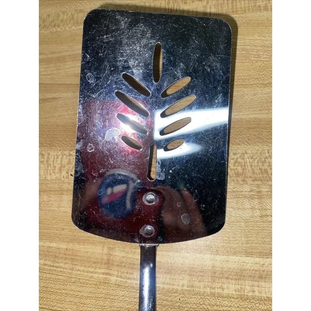 Vintage Koco White Handle Stainless Slotted Spatula 13” Japan EKCO Style